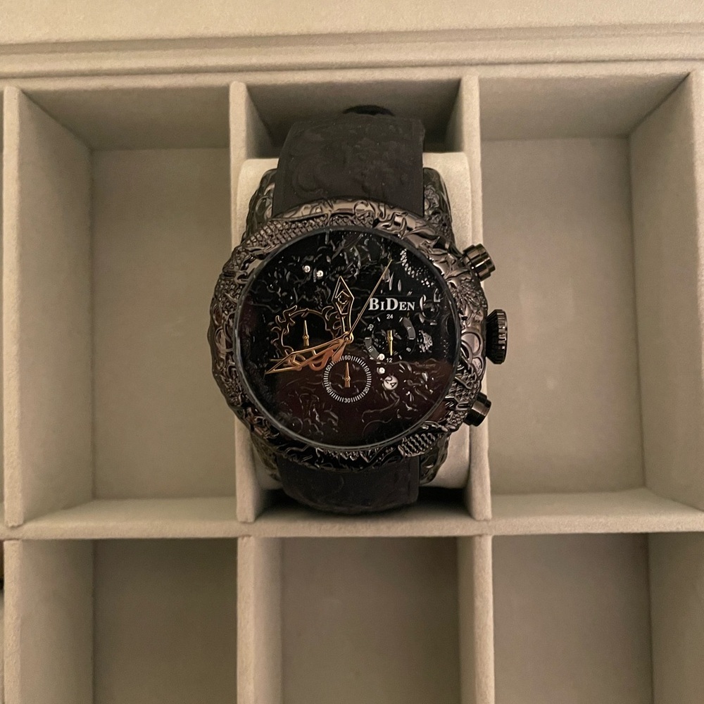 Biden Chronograph Engraved Black Watch